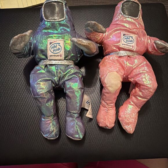 Intel Inside Pentium II Space Man Bunny People, Set of 2, Plush 8" Dolls, Used